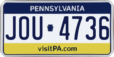 PA license plate JOU4736