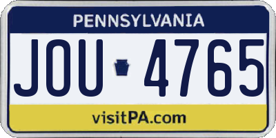 PA license plate JOU4765