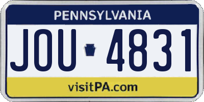 PA license plate JOU4831