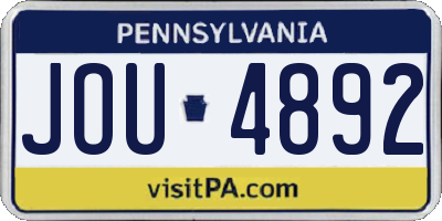 PA license plate JOU4892