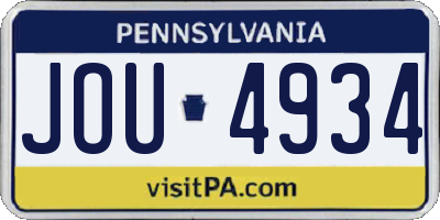 PA license plate JOU4934
