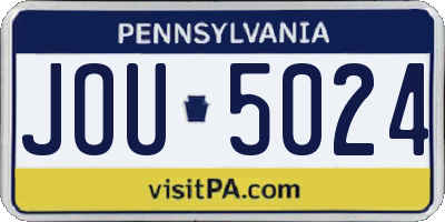 PA license plate JOU5024