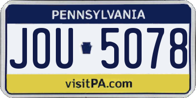 PA license plate JOU5078