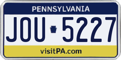 PA license plate JOU5227