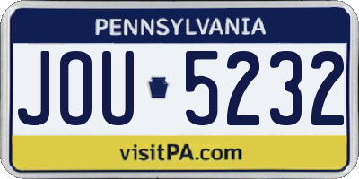 PA license plate JOU5232
