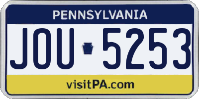 PA license plate JOU5253