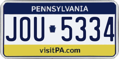 PA license plate JOU5334