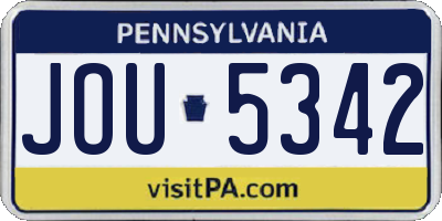 PA license plate JOU5342