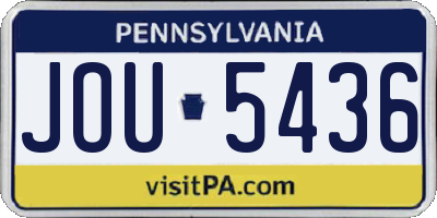PA license plate JOU5436