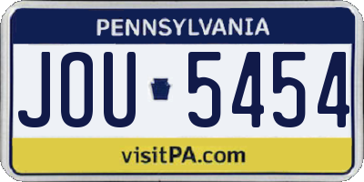 PA license plate JOU5454