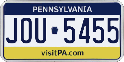 PA license plate JOU5455