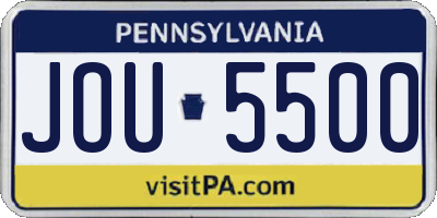 PA license plate JOU5500