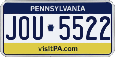 PA license plate JOU5522
