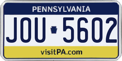 PA license plate JOU5602