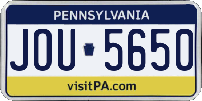 PA license plate JOU5650