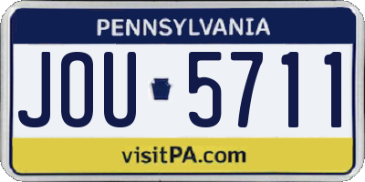 PA license plate JOU5711