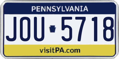 PA license plate JOU5718