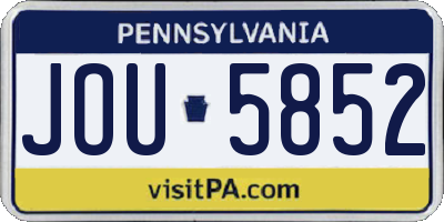 PA license plate JOU5852