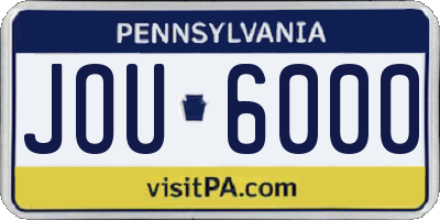 PA license plate JOU6000