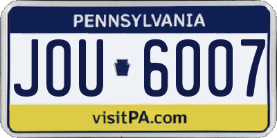 PA license plate JOU6007