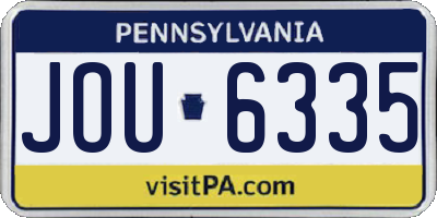 PA license plate JOU6335