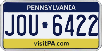 PA license plate JOU6422
