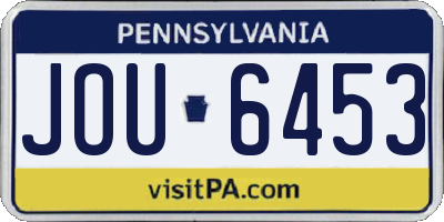 PA license plate JOU6453