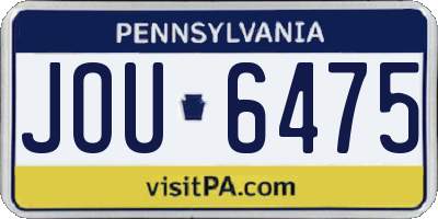 PA license plate JOU6475