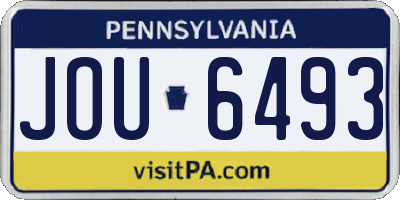PA license plate JOU6493