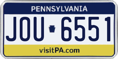 PA license plate JOU6551