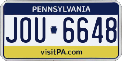 PA license plate JOU6648