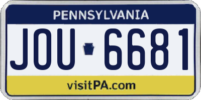 PA license plate JOU6681