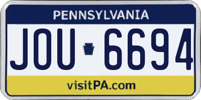 PA license plate JOU6694
