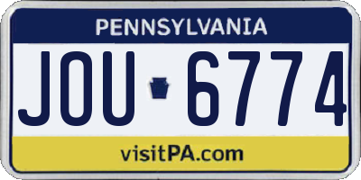 PA license plate JOU6774