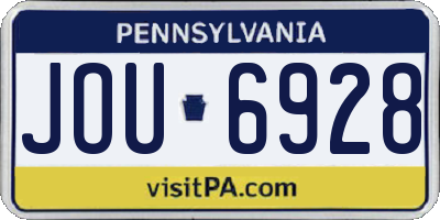 PA license plate JOU6928
