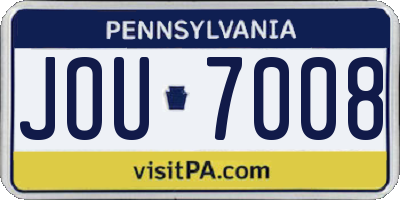 PA license plate JOU7008