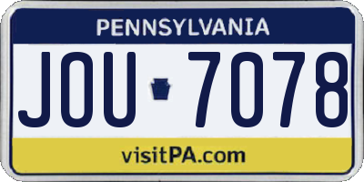 PA license plate JOU7078