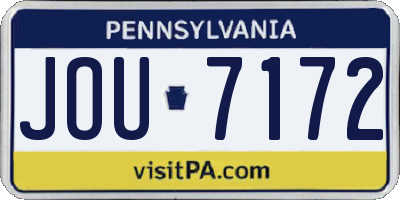 PA license plate JOU7172
