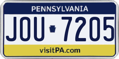 PA license plate JOU7205