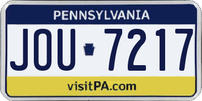 PA license plate JOU7217