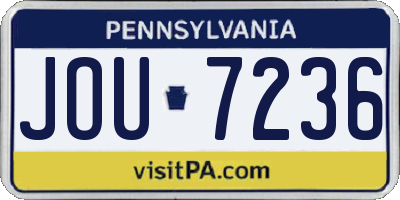 PA license plate JOU7236