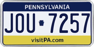 PA license plate JOU7257