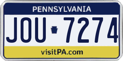 PA license plate JOU7274