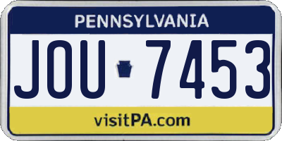 PA license plate JOU7453
