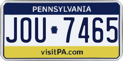 PA license plate JOU7465