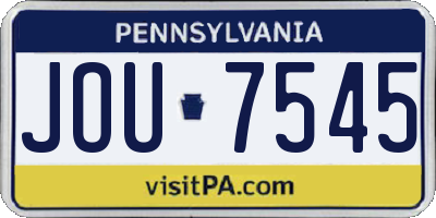 PA license plate JOU7545