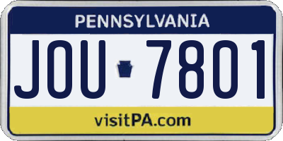 PA license plate JOU7801