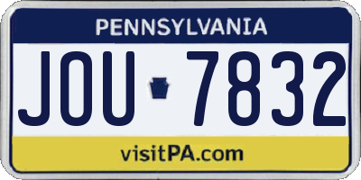 PA license plate JOU7832