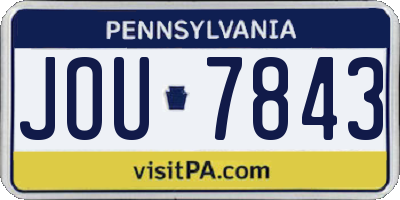 PA license plate JOU7843