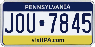 PA license plate JOU7845